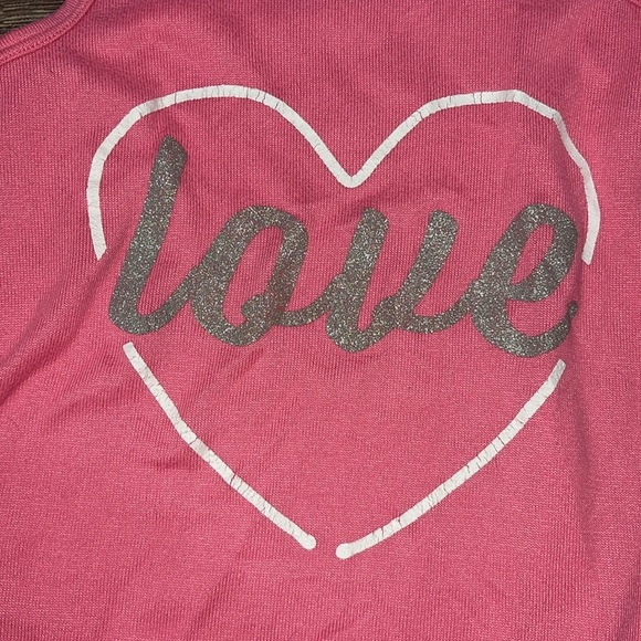 Girls pink tank top with love & heart on the front size 6 - Picture 2 of 4